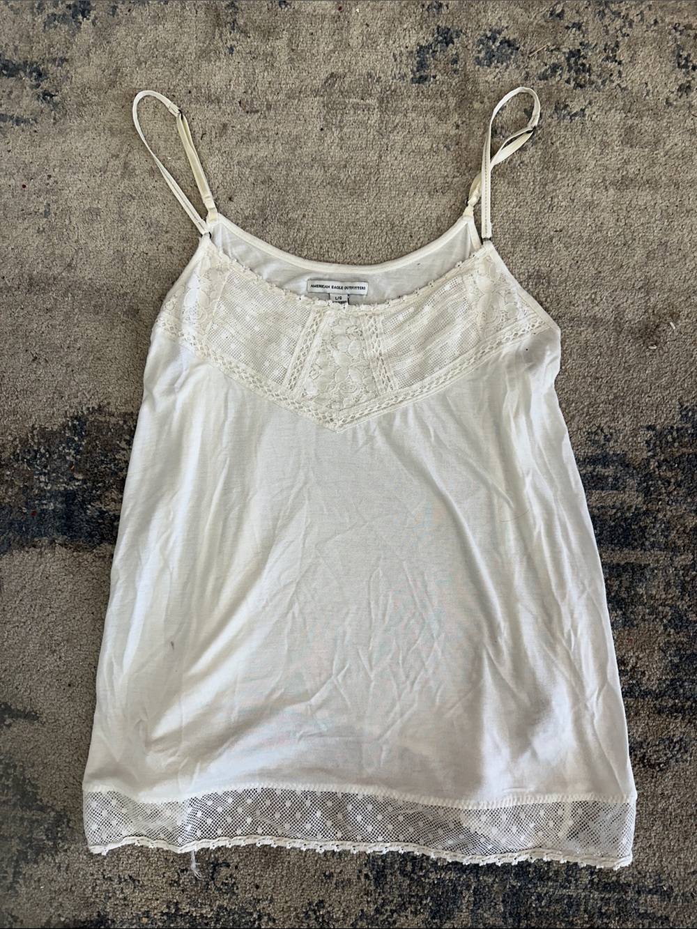 American Eagle Outfitters Cream Lace-Trim Camisole